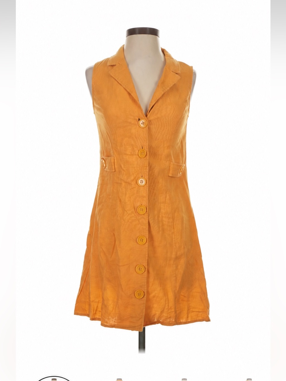 ModCloth Coasting Along Mustard Gold Linen Blend Sleeveless Dress NWT Size 12